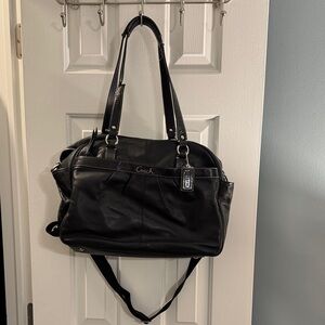 Coach Black Leather Diaper Bag